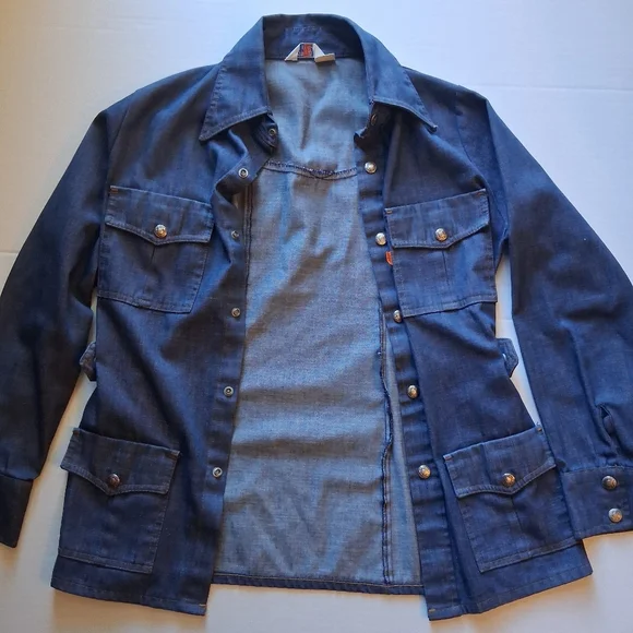 Vintage 1970'S Levi's Orange Tab Denim Field Jacket Sz M - Picture 9 of 10